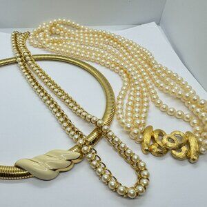 Monet Jewelry Designer Real Gold-Plated Freshwater Pearl Necklaces - Set of 3